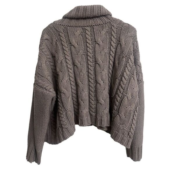 Love Tree Cropped Cable Knit Sweater size Large Brown Taupe - Picture 2 of 7